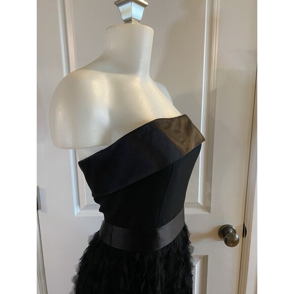 White House Black‎ Market Size 6 Strapless Chiffon Ruffled Bottom Black Dress - Picture 5 of 16